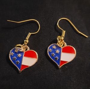New Flag heart earrings 4th of July holiday